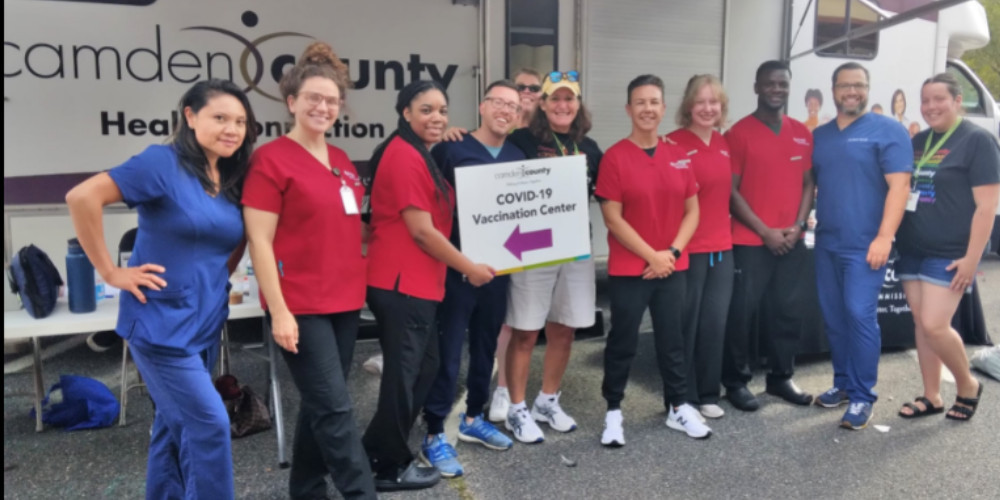 Kevin Emmons (second from right) and team members at a vaccination event in Collingswood.