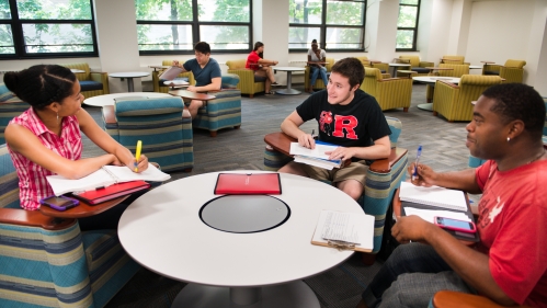 Students sitting around table in Campus Center