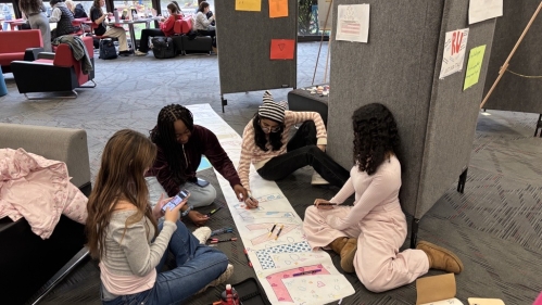 Students building democracy wall.