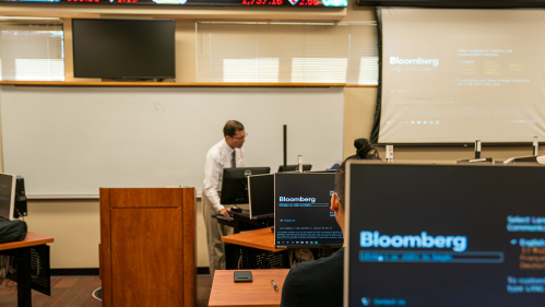 Students in Economics classroom.