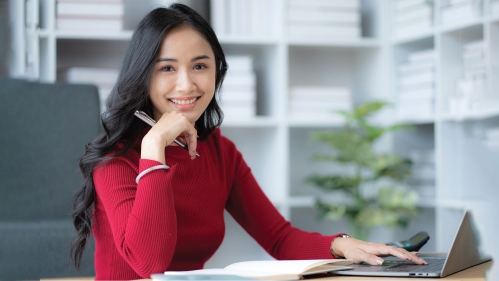 career woman at desk with computer