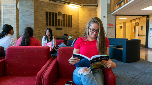 Marketing student reading Strategic Marketing Management book