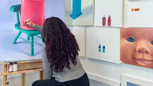Photo of Noel Cross CCAS’20 painting on a canvas