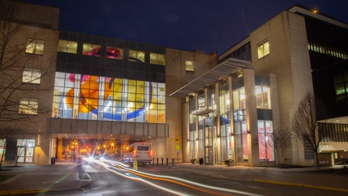 rutgers law school building at night