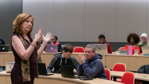 Professor lecturing in front of class