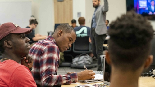 students working in classroom