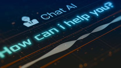AI chat interface, prompt for user interaction, advanced AI technology, close-up view