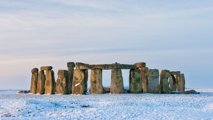 Stonehenge covered with snow