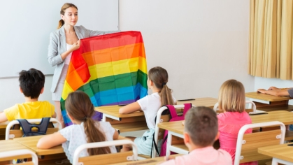 Teacher with Pride Flag