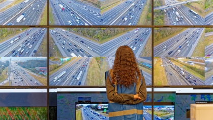 traffic displayed on large screen