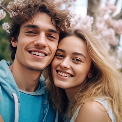 young couple hugging