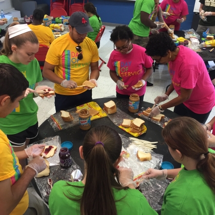 Social Justice & Belonging students making sandwiches