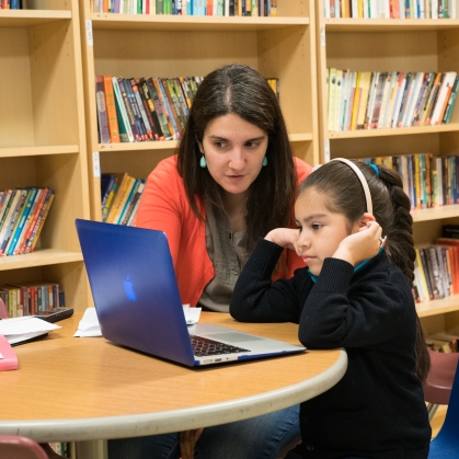 student teaching an elementary class