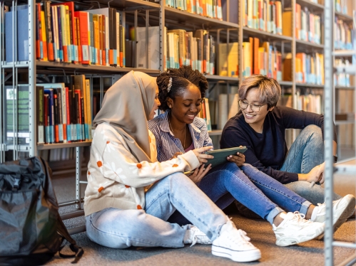 group of students in library