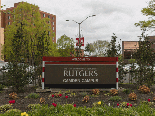 Rutgers-Camden Welcome sign