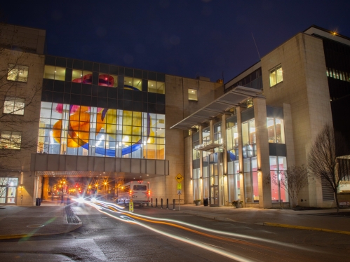 rutgers law school building at night