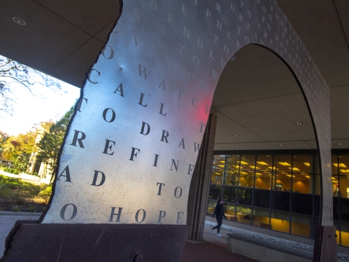 arch sculpture on rutgers-camden campus