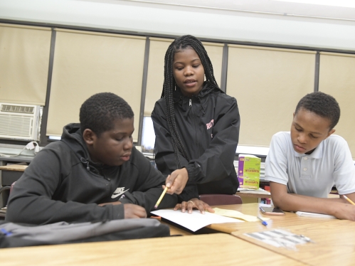 student teaching an elementary class