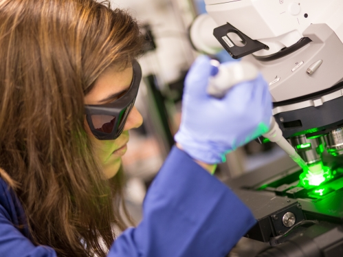 student in lab