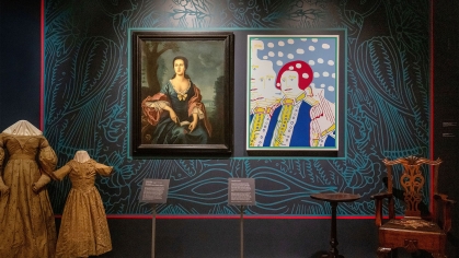 "Mrs. Ann Ross, 1755 by Benjamin West and "Mushroom General", 2021 Stass Shpanin
