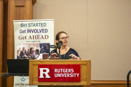 Attorney Rebecca Braspies addresses the conference.