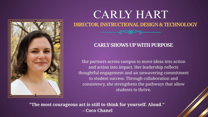 Honorary slide for Carly Hart.