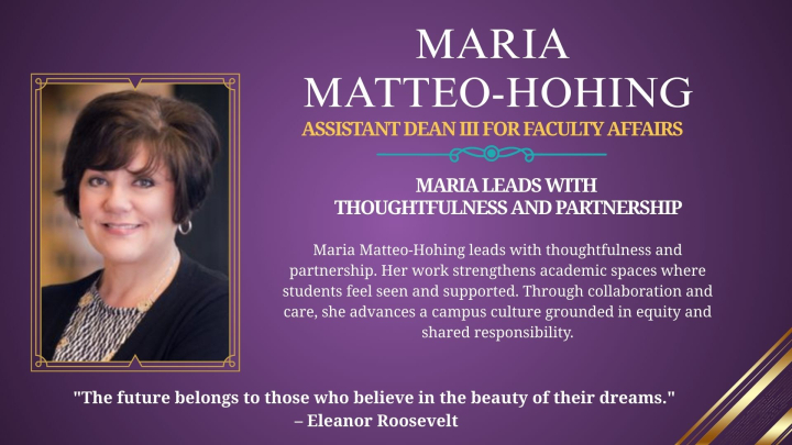 Honorary slide of Maria Mateo Hohing.