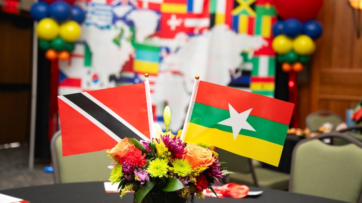 Flags of international students' home countries