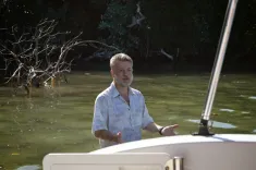 Alejandro Vagelli gives a lecture from the water